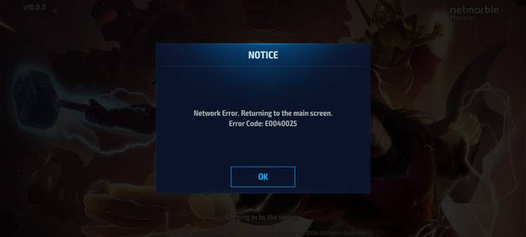 I have this error E0040025 - MARVEL Future Fight