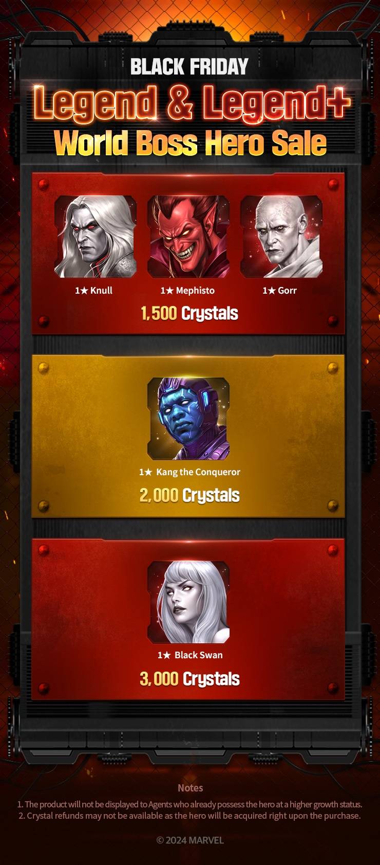 Black Friday Crystal Hero & World Boss Hero Sales - MARVEL Future Fight