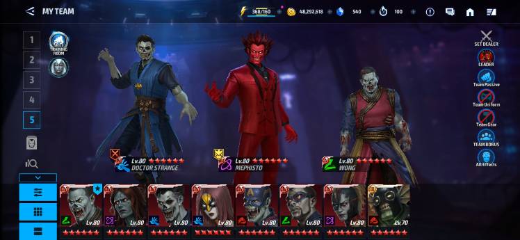 Zombie lineup NOW ALL that can is T4 completed - MARVEL Future Fight