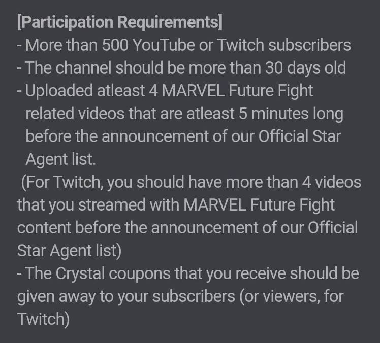 IMPORTANT NOTE FOR STAR CREATOR AND SUPPORTERS - MARVEL Future Fight