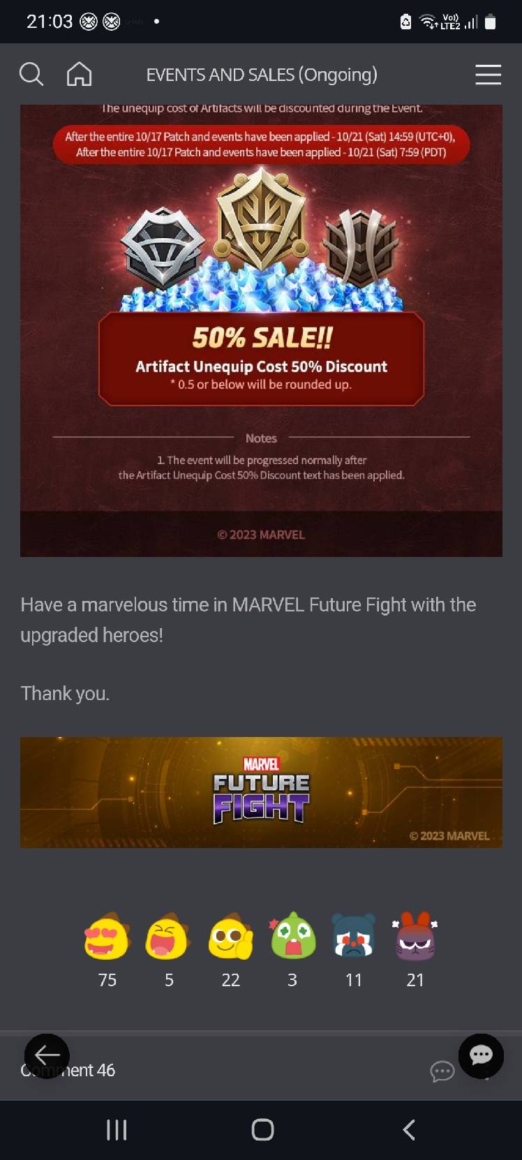 The marvelous in this note is not the hint for the marvels update