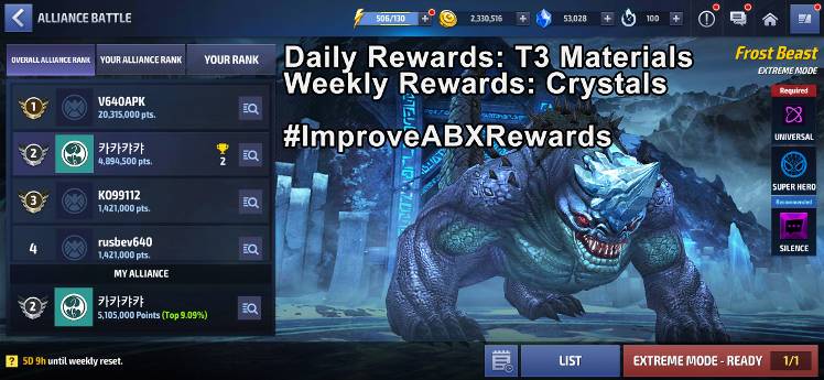 Buff Alliance Battle Extreme Rewards - MARVEL Future Fight