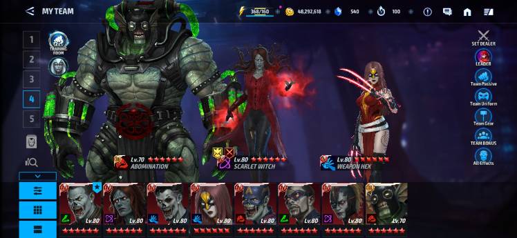 Zombie lineup NOW ALL that can is T4 completed - MARVEL Future Fight