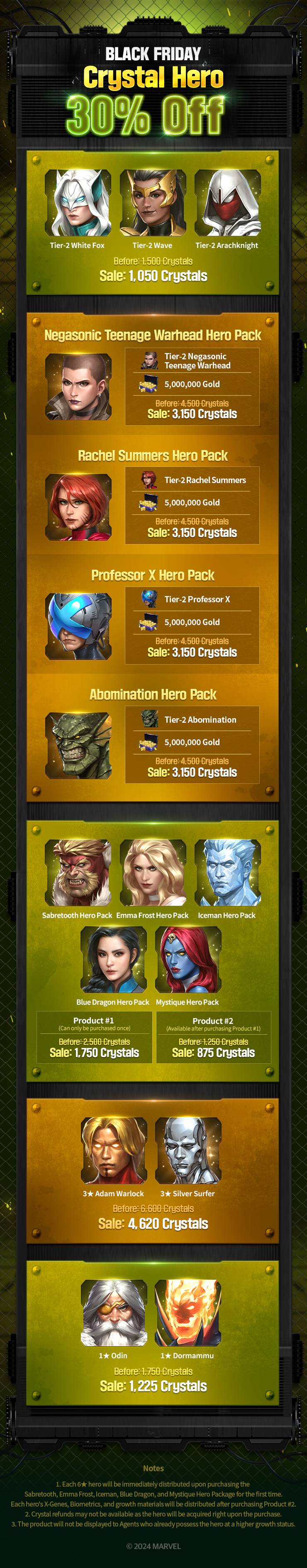 Black Friday Crystal Hero & World Boss Hero Sales - MARVEL Future Fight