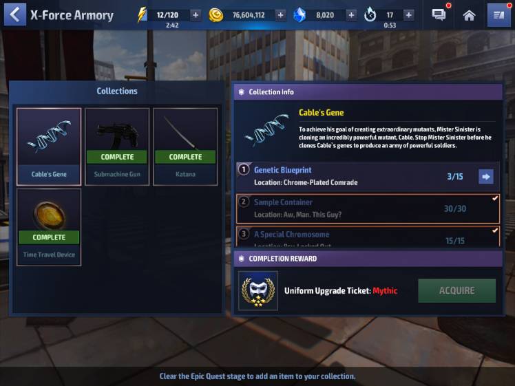 Issues with X-Force Epic Quest - X-Force Armory - Cable's
