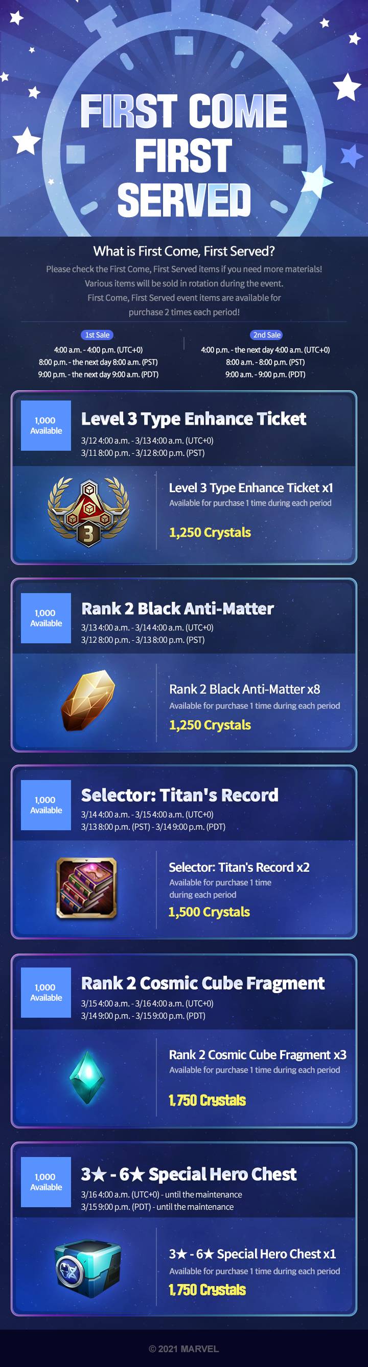 First Come, First Served Item Event - MARVEL Future Fight
