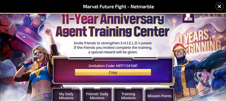 Veteran code - MFF11I41MF - MARVEL Future Fight