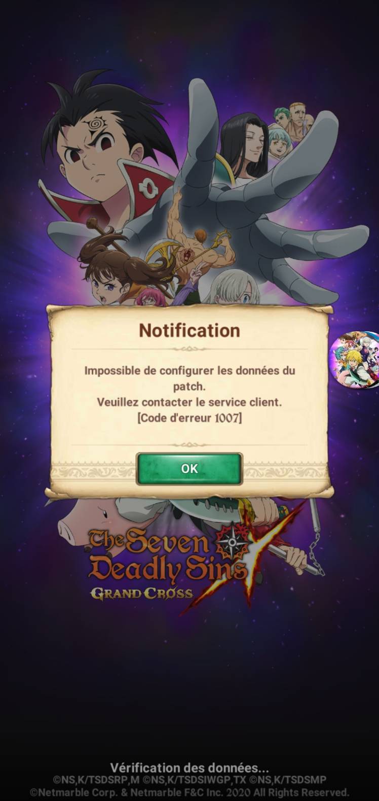Probleme Au Lancement Du Jeu The Seven Deadly Sins Grand Cross