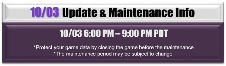 Update] 10/03 Maintenance & Event Notice (Updated 10/03 8:31 PM