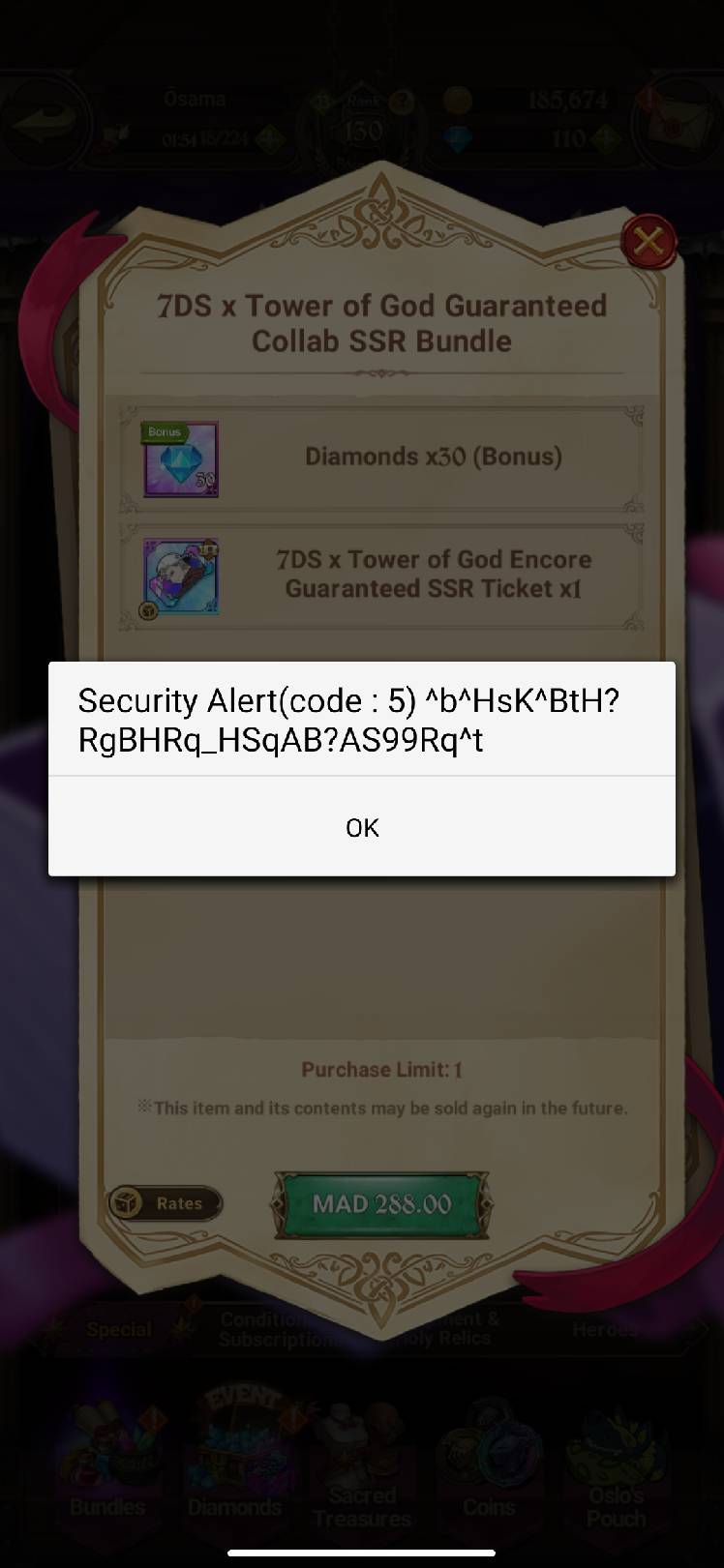 Security alret code 5 - The Seven Deadly Sins: Grand Cross