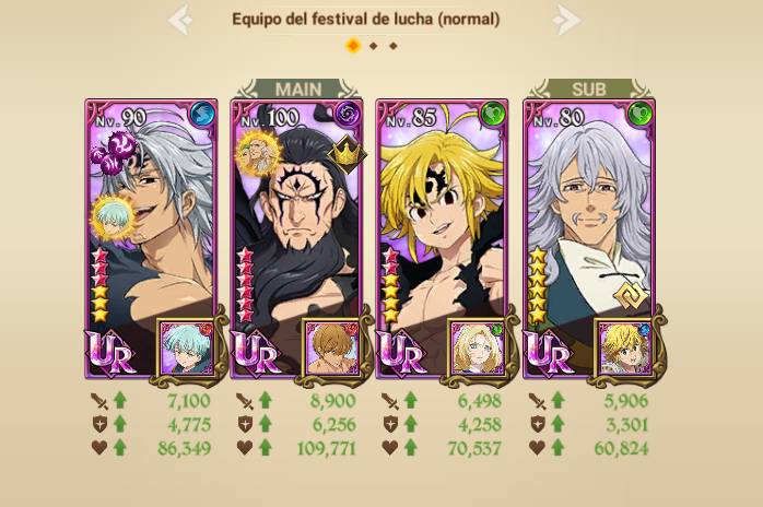 El mejor equipo de pvp - The Seven Deadly Sins: Grand Cross
