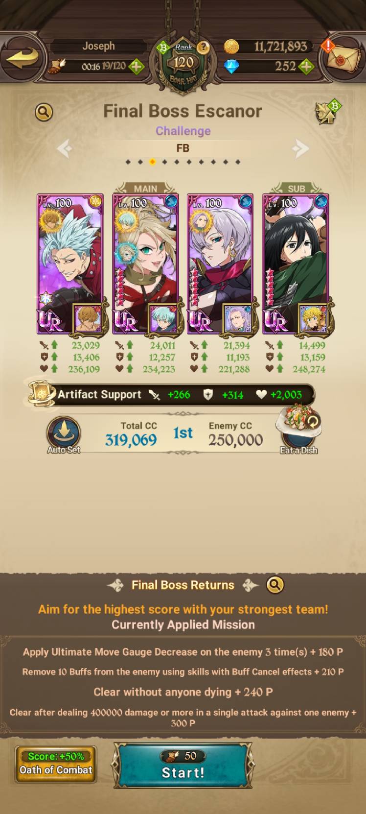 BEST FARMING TEAM FOR THE FINAL BOSS ESCANOR The Seven Deadly Sins
