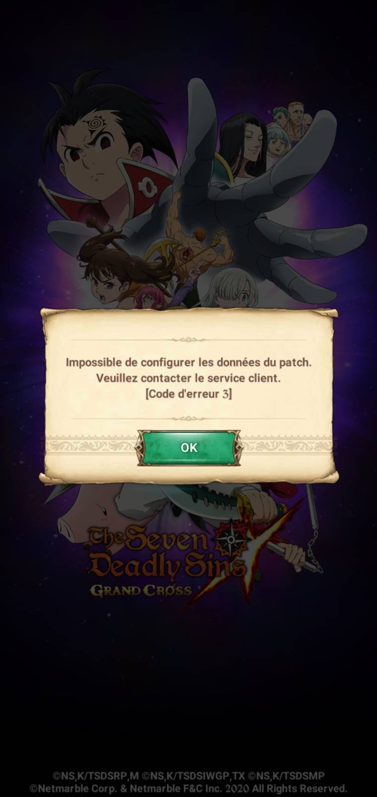 Probleme Au Lancement Du Jeu The Seven Deadly Sins Grand Cross