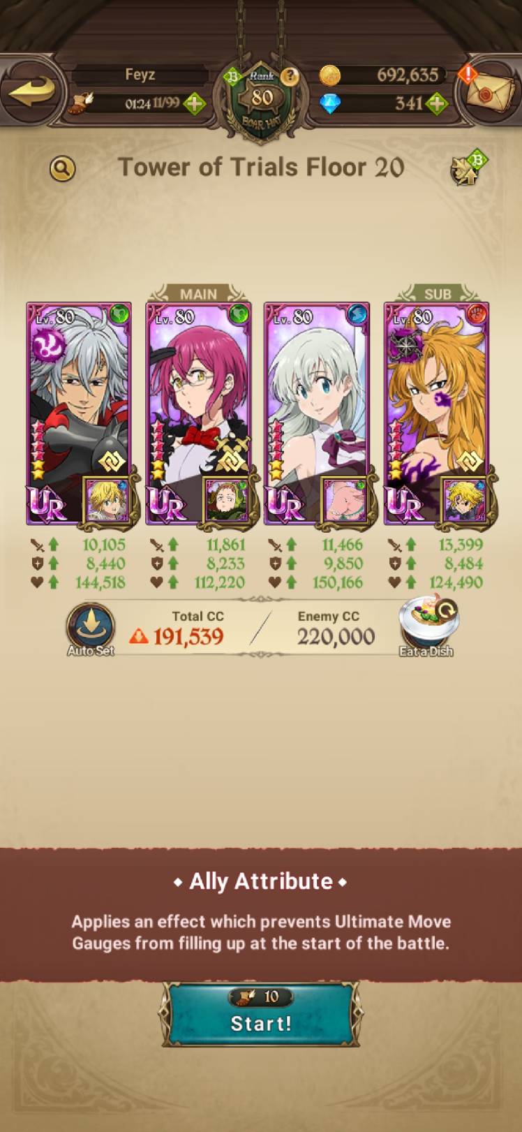 Floor 20 the seven deadly sins grand cross