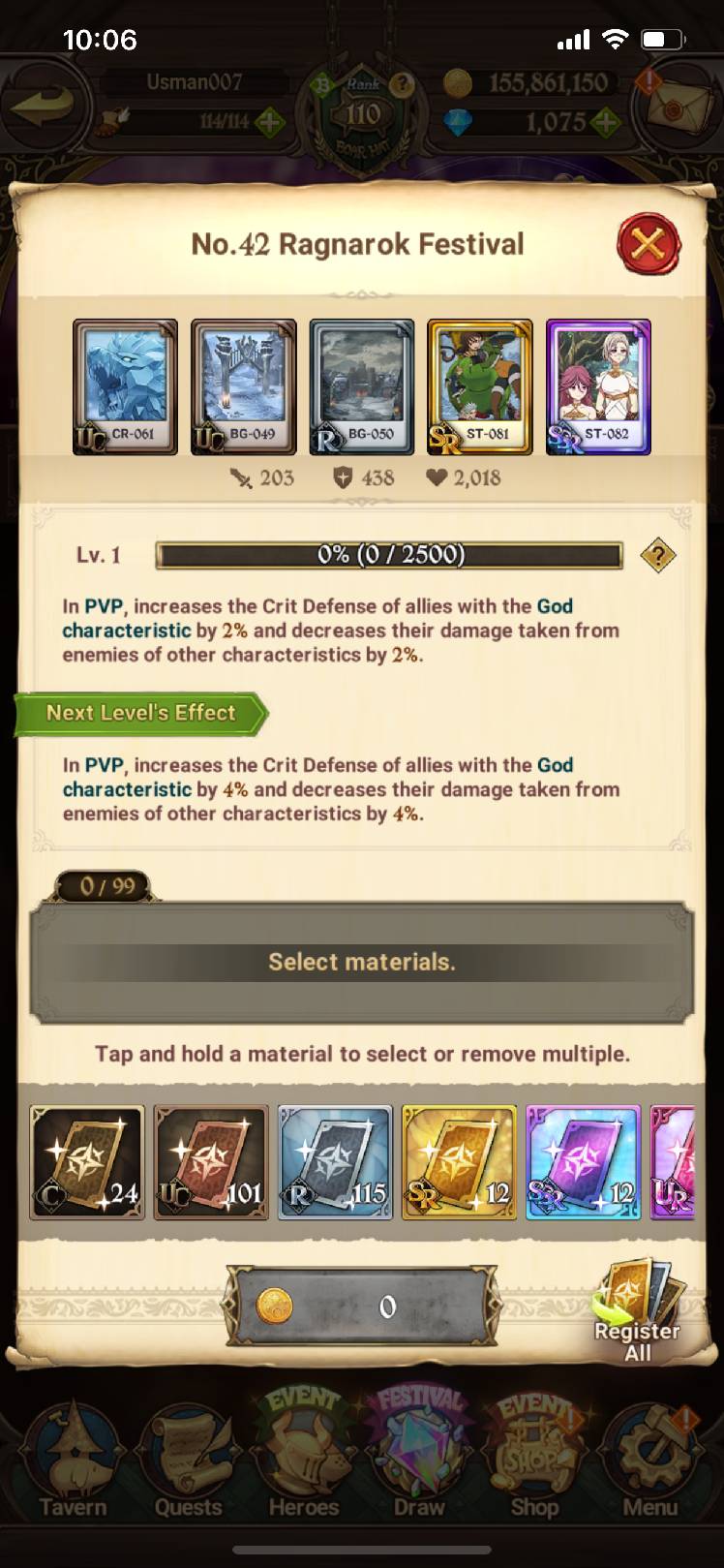 Ragnarok artifact card set event - The Seven Deadly Sins: Grand Cross