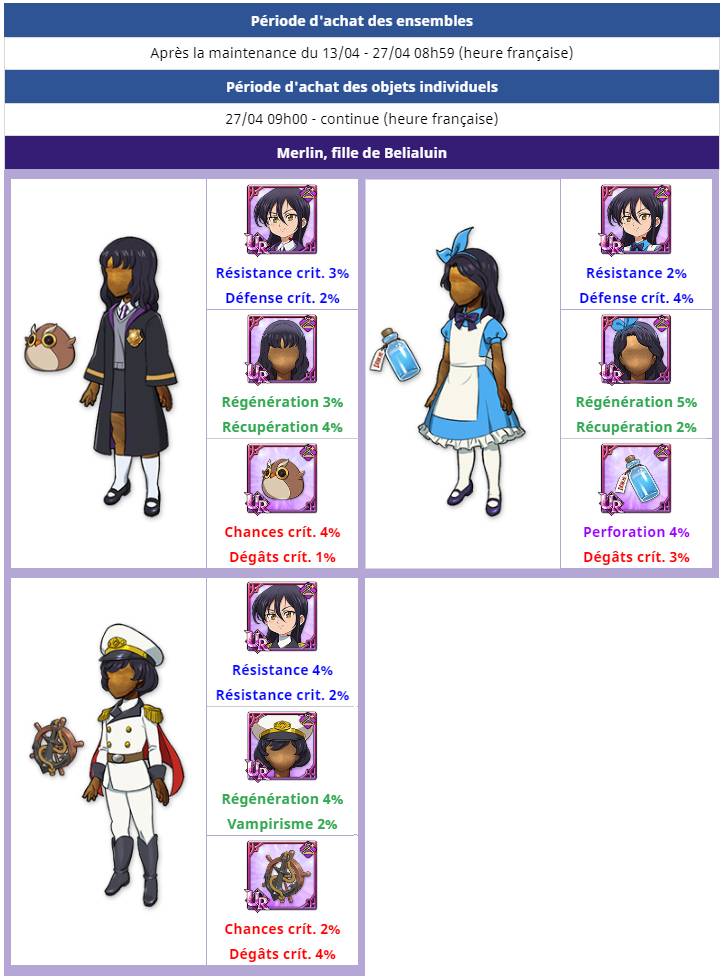 Nouveaux ensembles pour Merlin, fille de Belialuin ! - The Seven Deadly ...