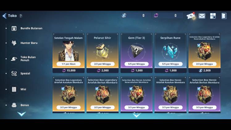 mana tokenya sudah sampai tier 16 keatas dungeon instan dan misi ...