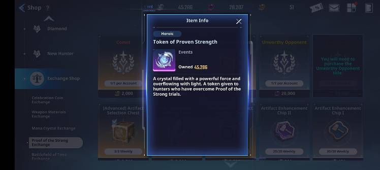 Token of Proven Strength to Mana Crystals - Solo Leveling:ARISE