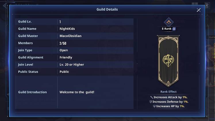 We are waiting for everyone in the guild Open access Guild names ...
