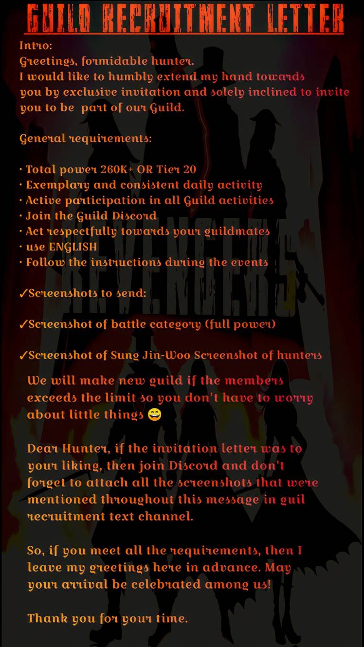 Guild Recruitment Letter 😊 Well I copied it from somewhere and 