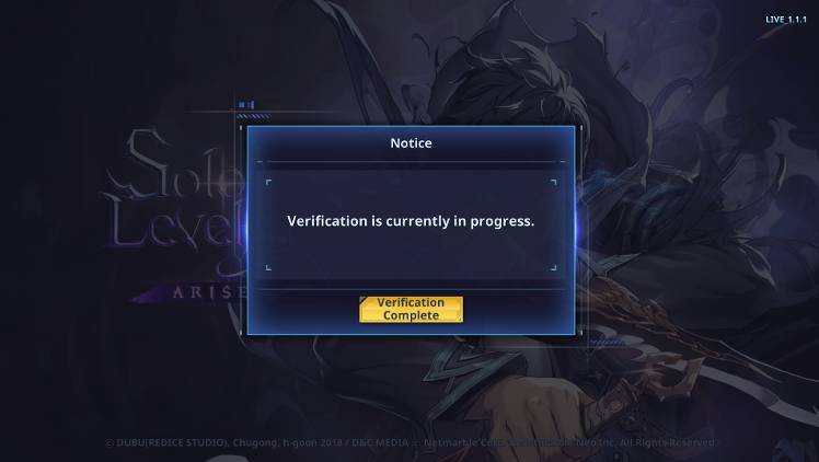 Verification is Currently in progress Bug - Solo Leveling:ARISE