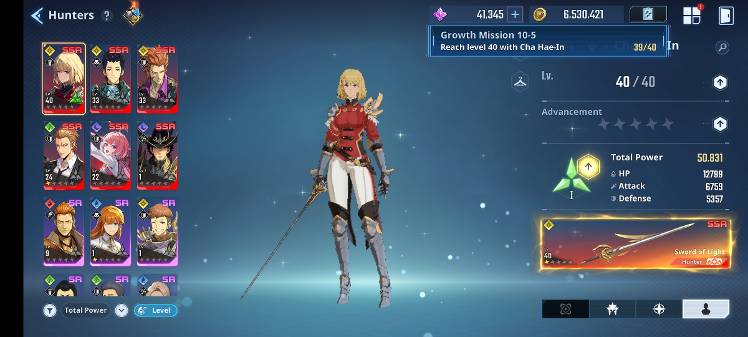Reach level 40 with Cha Hae In - Solo Leveling:ARISE
