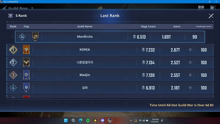Monarchs [Top 15 in GB] [S-rank 1 | Lvl. 16 | 6500+ RC] - Solo Leveling ...