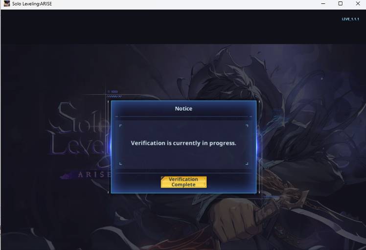 How to fix &ldquo;Verification is currently in progress&rdquo; - Solo Leveling 