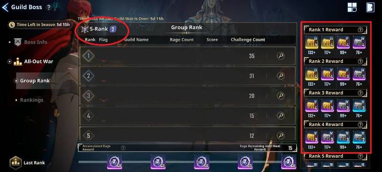 Issue in Group Rank Rewards in All-Out Guild War - Solo Leveling:ARISE