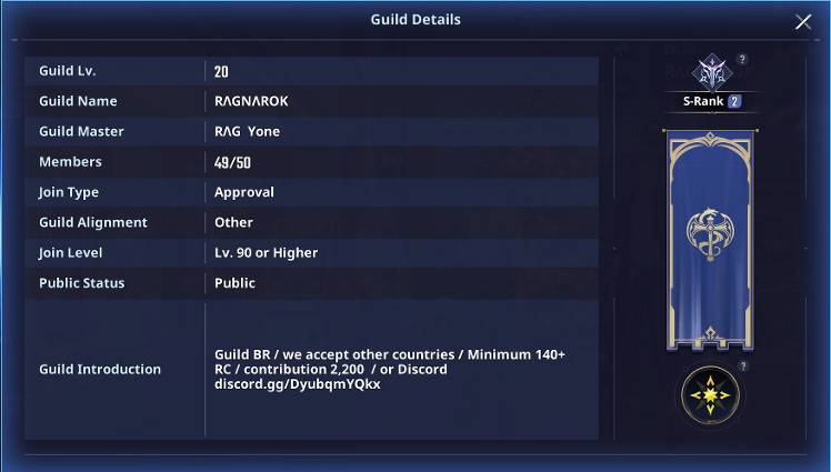 Guild RΛGNΛROK is recruiting!!! Guild Lv. 20. S-Rank 2 - Solo Leveling ...