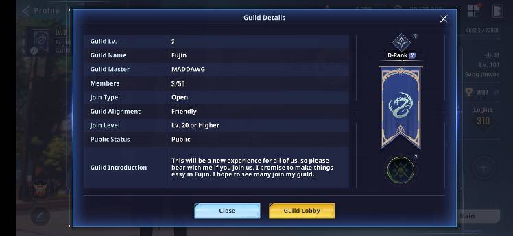 🌬🐲JOIN FUJIN - Solo Leveling:ARISE