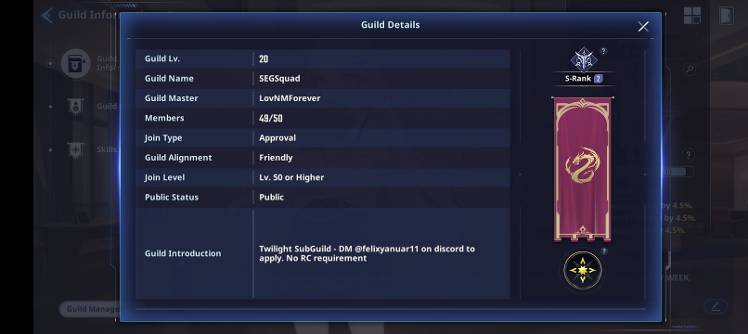 Need a S rank guild - Solo Leveling:ARISE