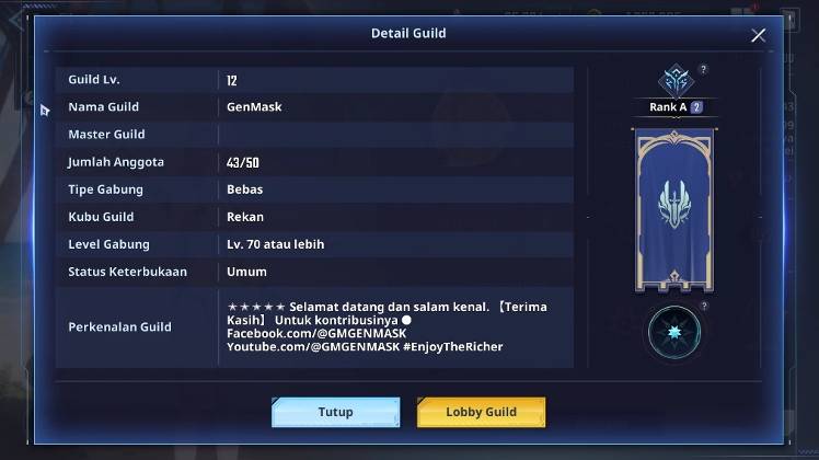 Guild Lv 12 Rank A [2] Open Recruitment Member - Solo Leveling:ARISE