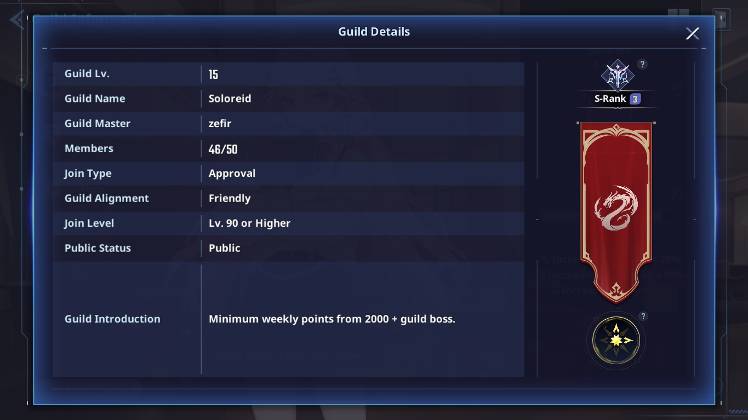 We are looking for active members for our S-3 rank guild. - Solo ...